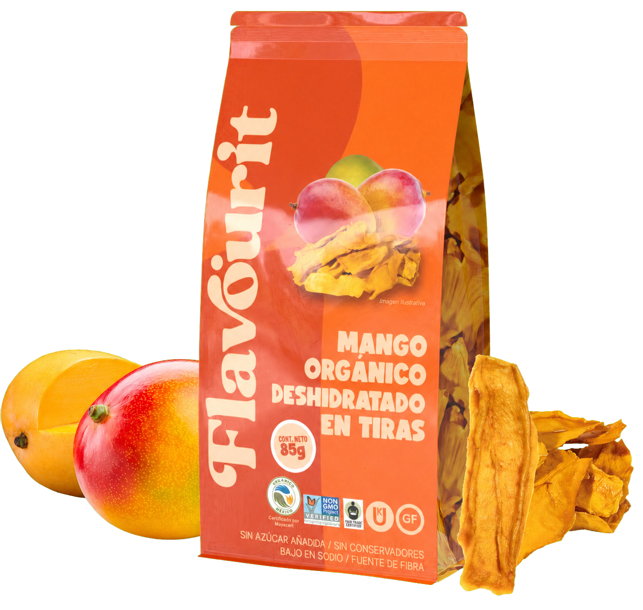 Mango orgánico deshidratado en tiras | Regala snacks saludables