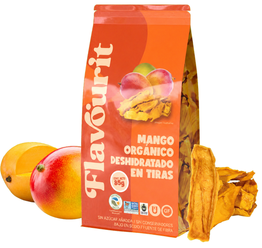Mango orgánico deshidratado en tiras | Regala snacks saludables